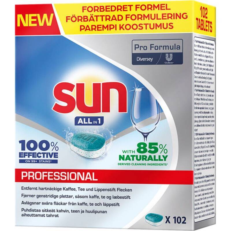 Sun Professional opvasketabs all-in-one vandopløselig folie
