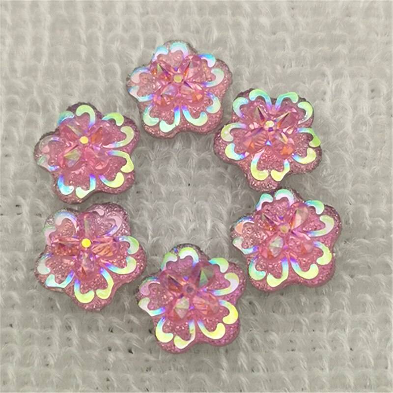 Diy 80 st 12mm ab blomma harts strass flatback scrapbooking telefonfodral hantverk - Rosa