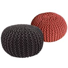 Sittpall pouf set 2 st. Ø 55 cm kudde grovt stickad