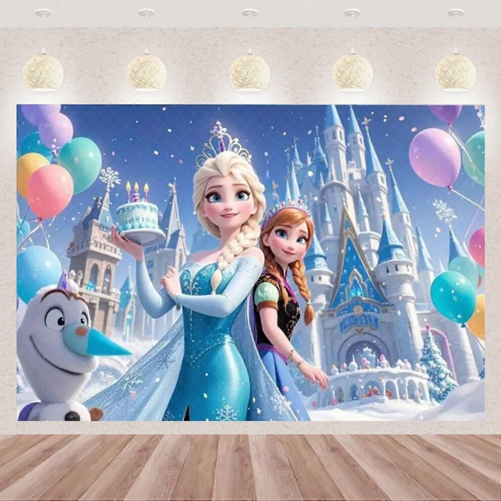 (200x150cm) Disney Frozen Elsa Anna Princess Theme Backdrop Frozen Happy Birthday Party Decoration Baby Shower Supplies Photo Prop Girl Gift