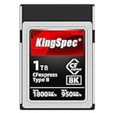 KingSpec CF Express Type B Memory Card – 1TB, XQD Memory Cards, CFexpress Type B, 1800MB/s Read - 950MB/s Write, 8K Raw for DSLR, Kompatibel med Canon/Nikon/Panasonic Cameras, Pro Photographers