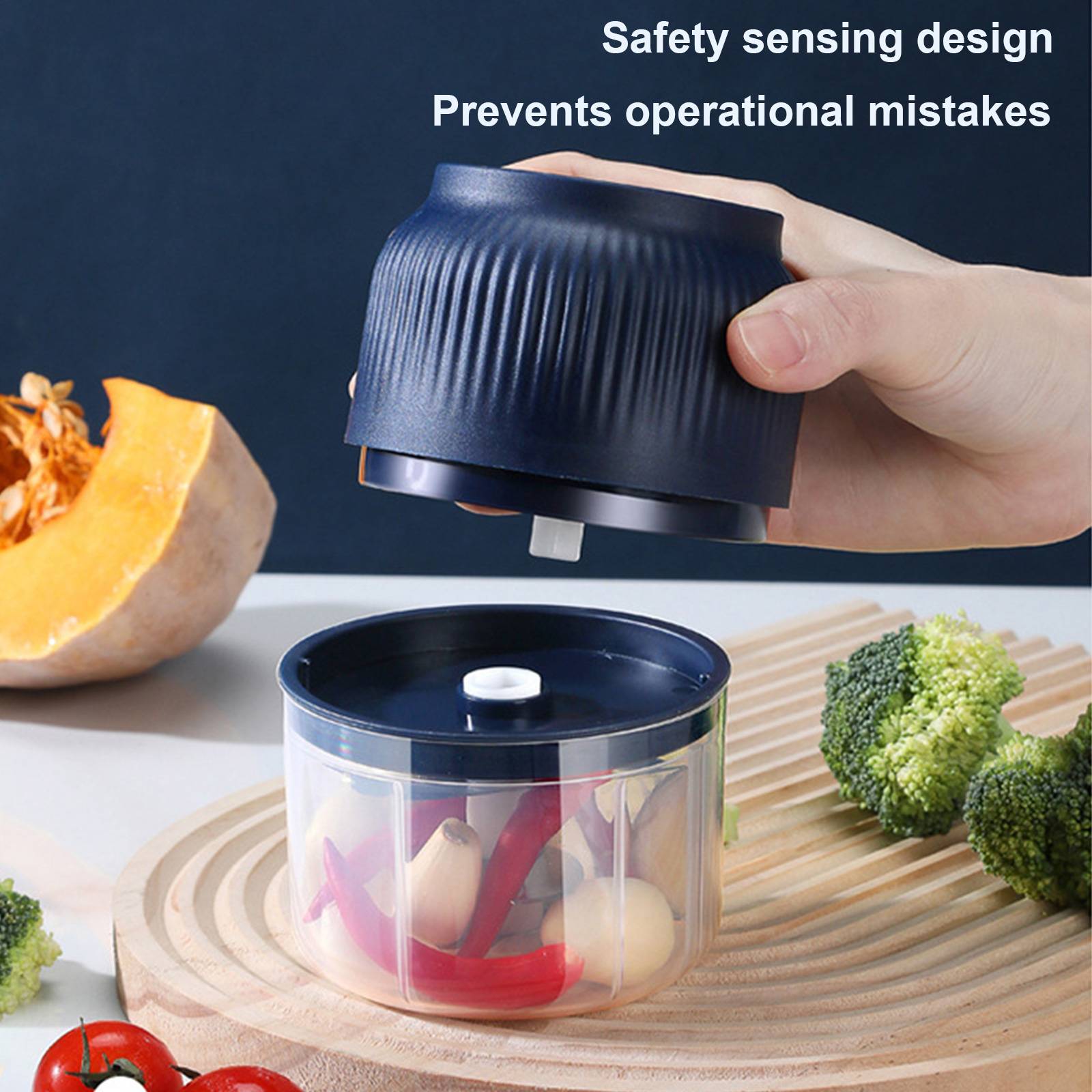 300ML Electric Vegetable Chopper Portable Cordless Garlic Crusher Mini Food Chopper for Nuts Chili Onion Minced Meat and Spices