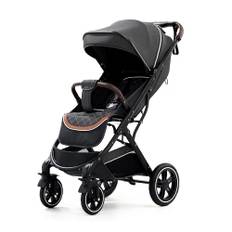 YAZOCO Barnvagn, 0–4 år buggy liten hopfällbar, 0–22 kg, liten hopfällbar, fotskydd, regnskydd (svart)