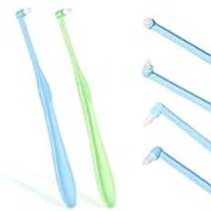 2 st Interdental tandborste Enkel tuftad tandborste Mjuk tandborste tuftad borste för ortodontisk tandställning detaljrengöring (grön/himmelblå)