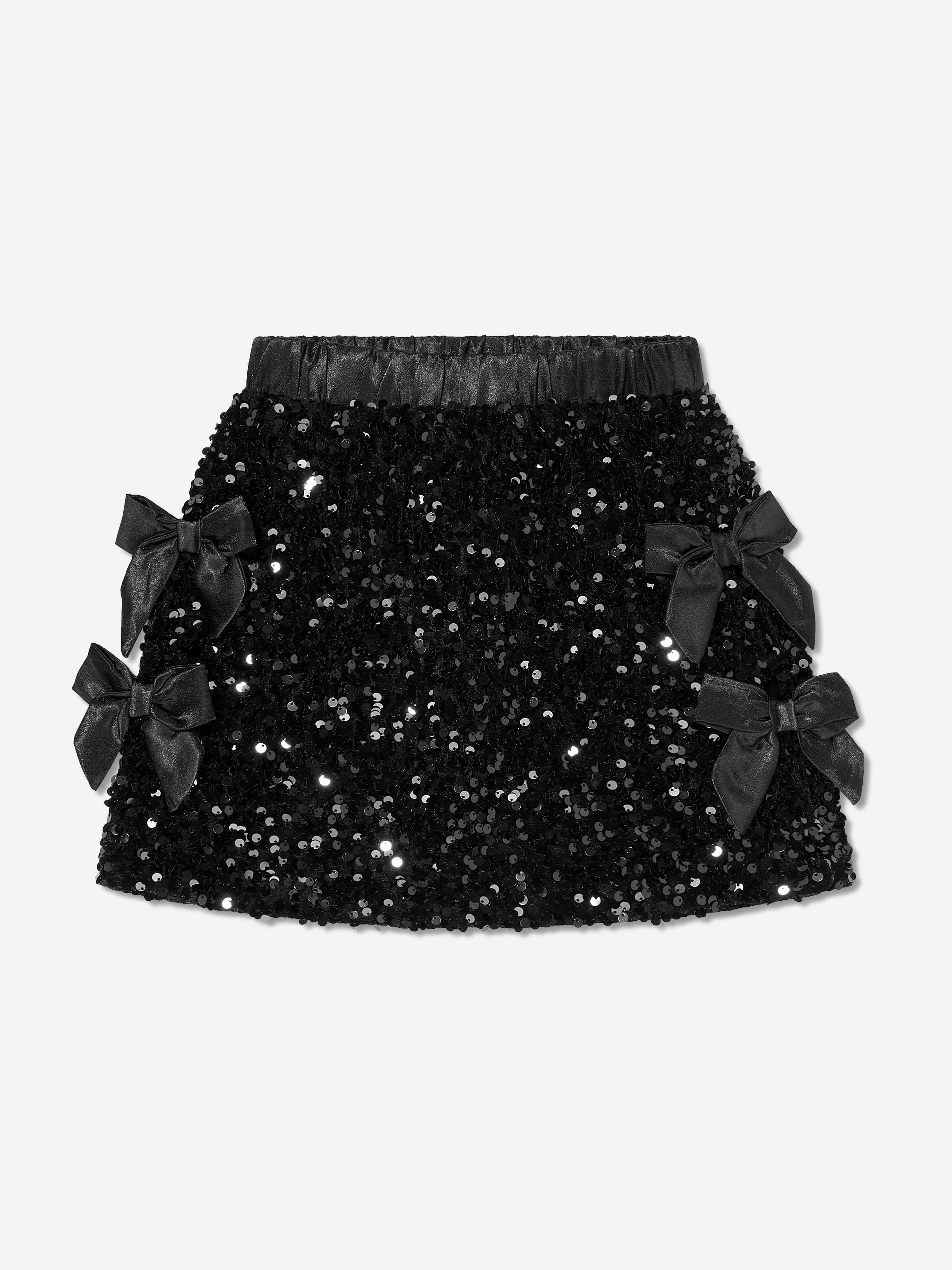 BCBGMAXAZRIA Girls Sequin Velvet Skirt in Black - Black / 5 Yrs (5 Yrs)