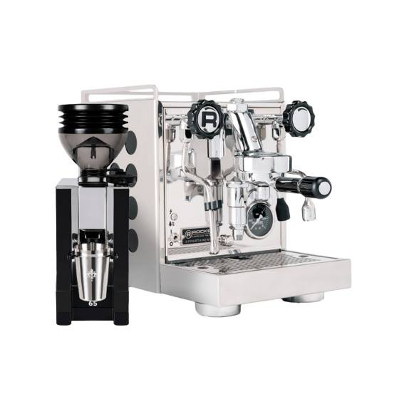 Rocket Espresso Appartamento 2.0 Black Espresso Coffee Machine and Eureka Mignon Arto 65 Single Dose Coffee Grinder