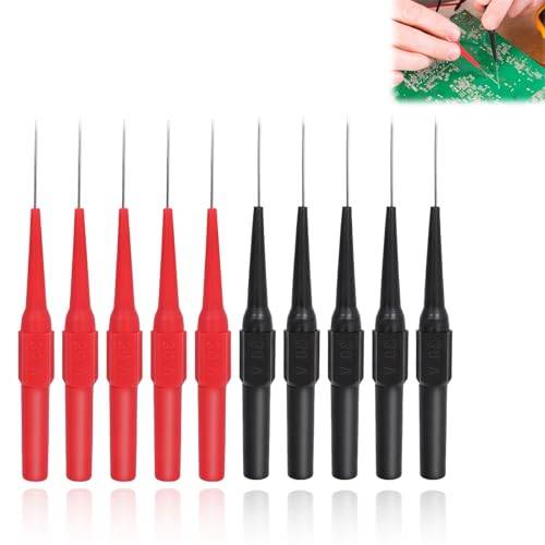 Set med 10 0,7 mm multimetertestsonder, professionell nyckelspets med skyddande fodral röd och svart, rostfritt stål för bil gör-det-själv 4 mm kontakt, hållbar och exakt