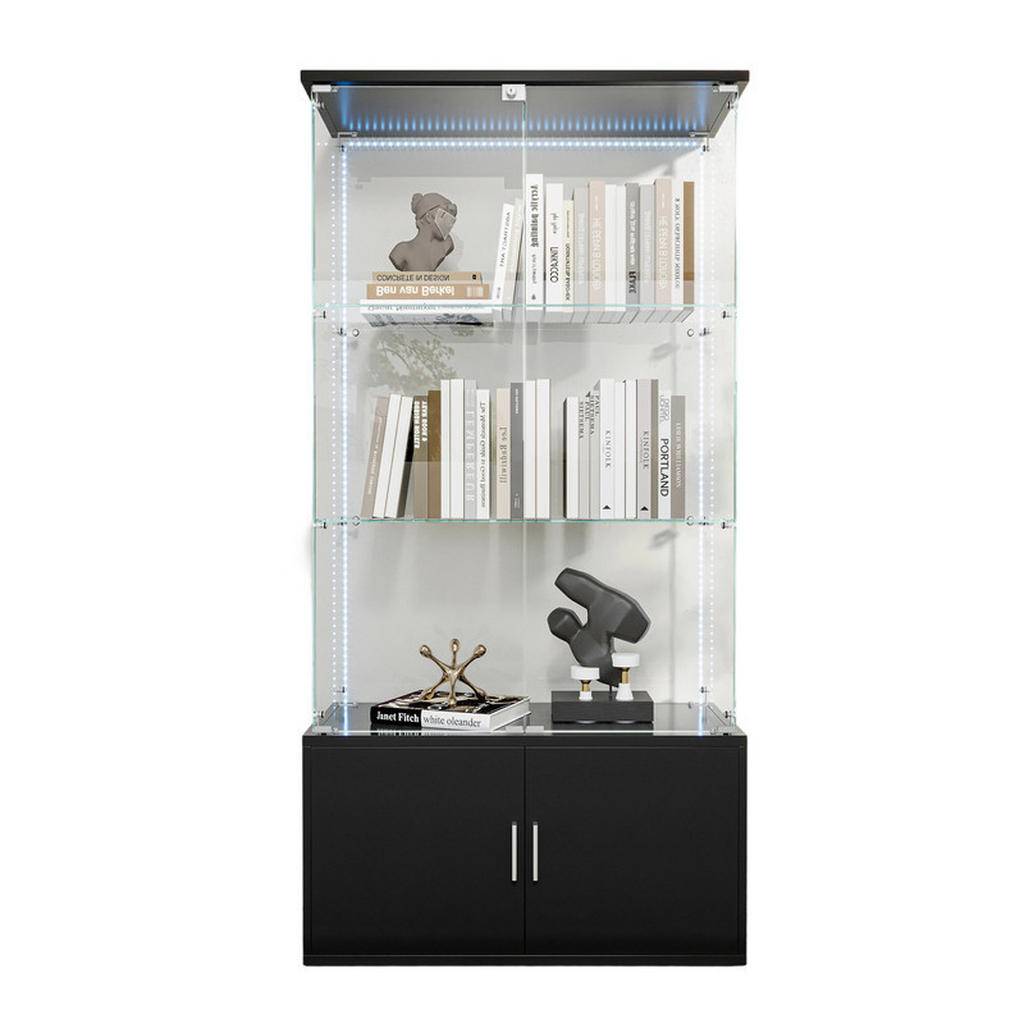 GLASMONTRE, svart, LED-ljuslist, 78x35x164 cm - Svart