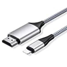 Lulaven HDMI-Kabel för iPhone, 2,0 m Omvandlarkabel till TV/Monitor/Projektor, Kompatibel Med iPhone14, 13, 12, 11, YouTube-TV-Utgång, HD1080P, Plug and Play