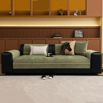 1 st. enfärgat chenille-kuddfodral till soffa, modernt minimalistiskt sofföverdrag, användning året runt, halkfritt och dammfritt sofföverdrag, skrynk - Grön (Multi-size)