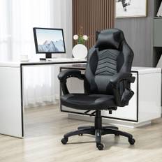 Ergonomisk Gamingstol med Varmefunktion og 6 Vibrationspunkter, Kunstlæder, 68 x 69 x 108-117 cm, Ideel til Kontor & Gaming