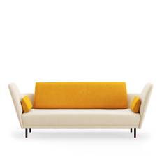 House of Finn Juhl - 57 Sofa, Brownished Steel/Walnut, Cat. 2 Hallingdal 65 - 100/457 - Soffor - Finn Juhl - Beige,Träfärgad,Gul