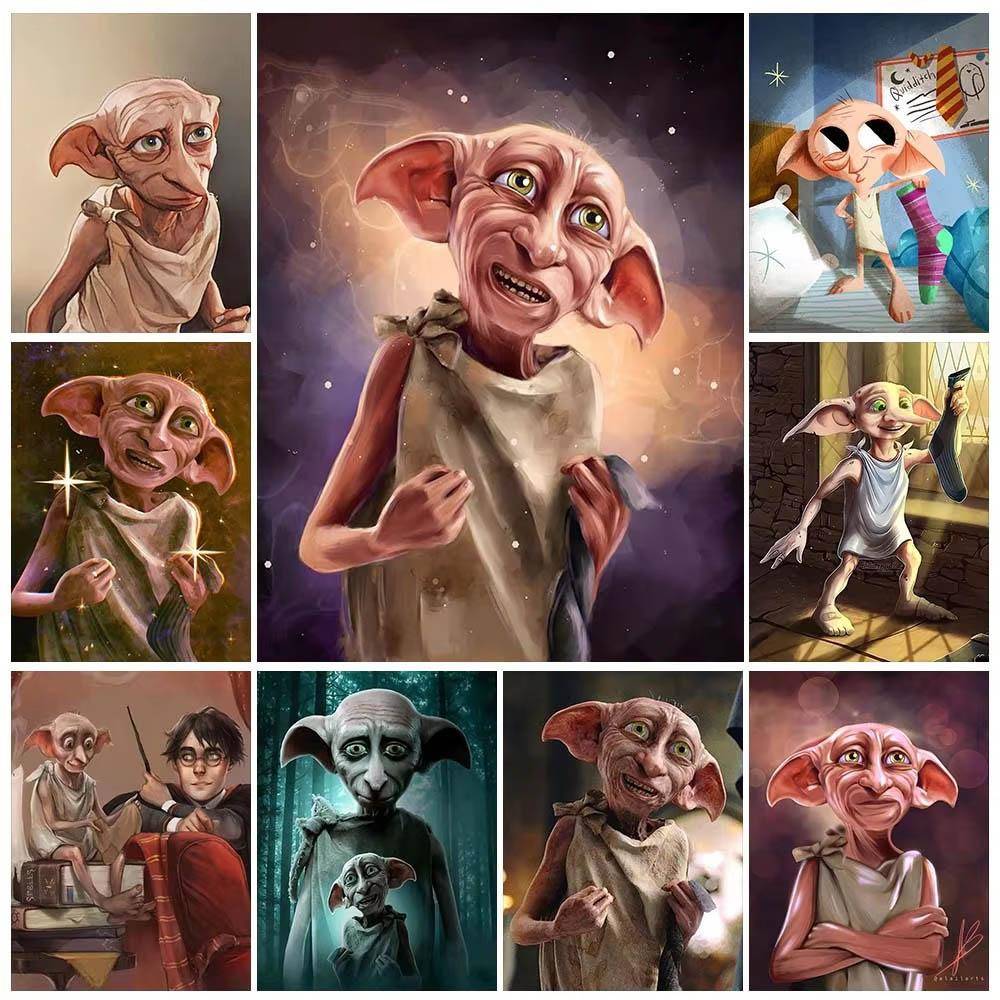 5D DIY Harry Potter Diamantmålning Alven Dobby Hogwarts Skola för Hexe konster och trollkarlar Korsstygn Mosaikkonst Gåva