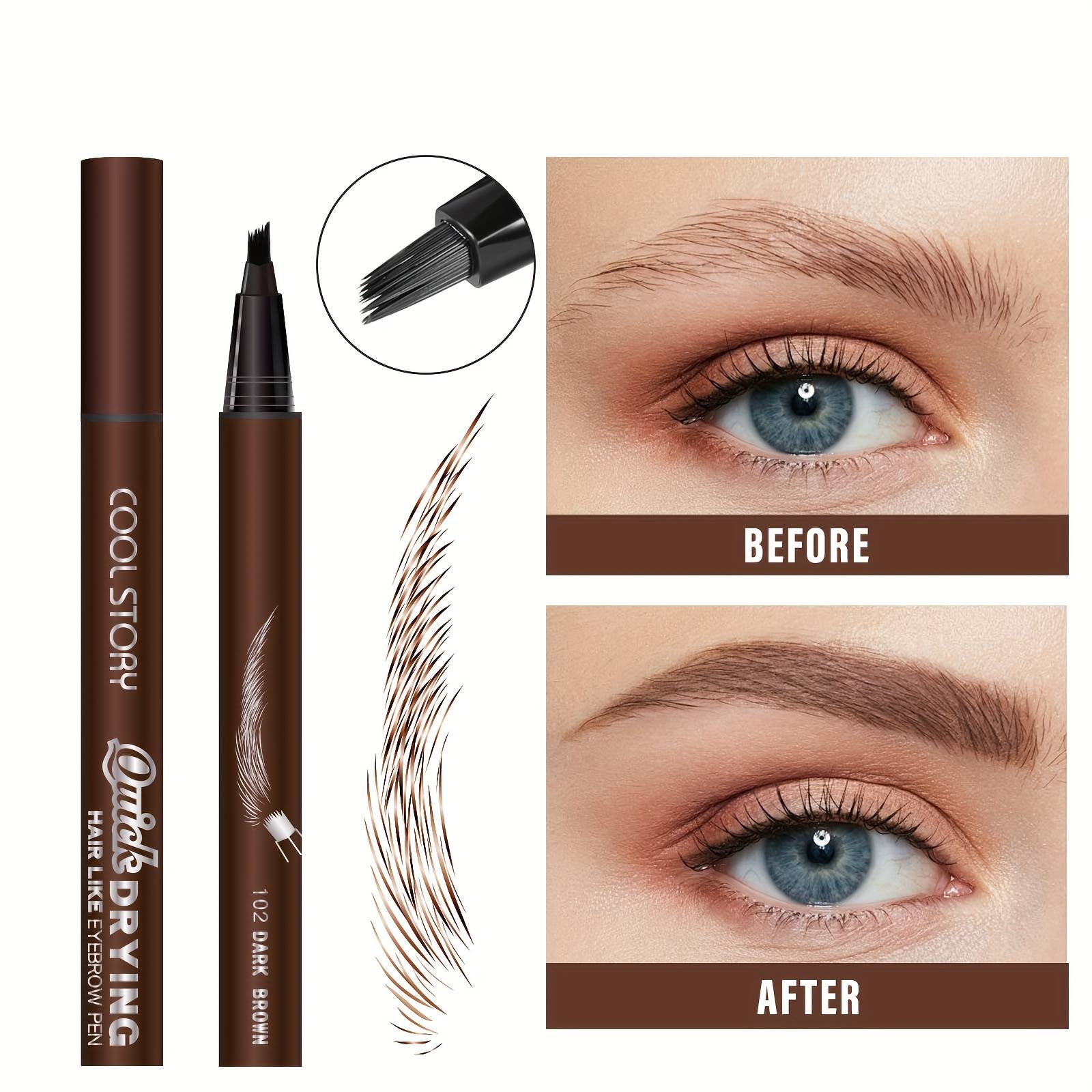TEMU 3d Eyebrow Pencil For , , Natural-looking Brows With Long-lasting, Quick-drying, Waterproof, And Sweat-proof . For Women Of Types. With A Simple And Quick Brush Application For Wild