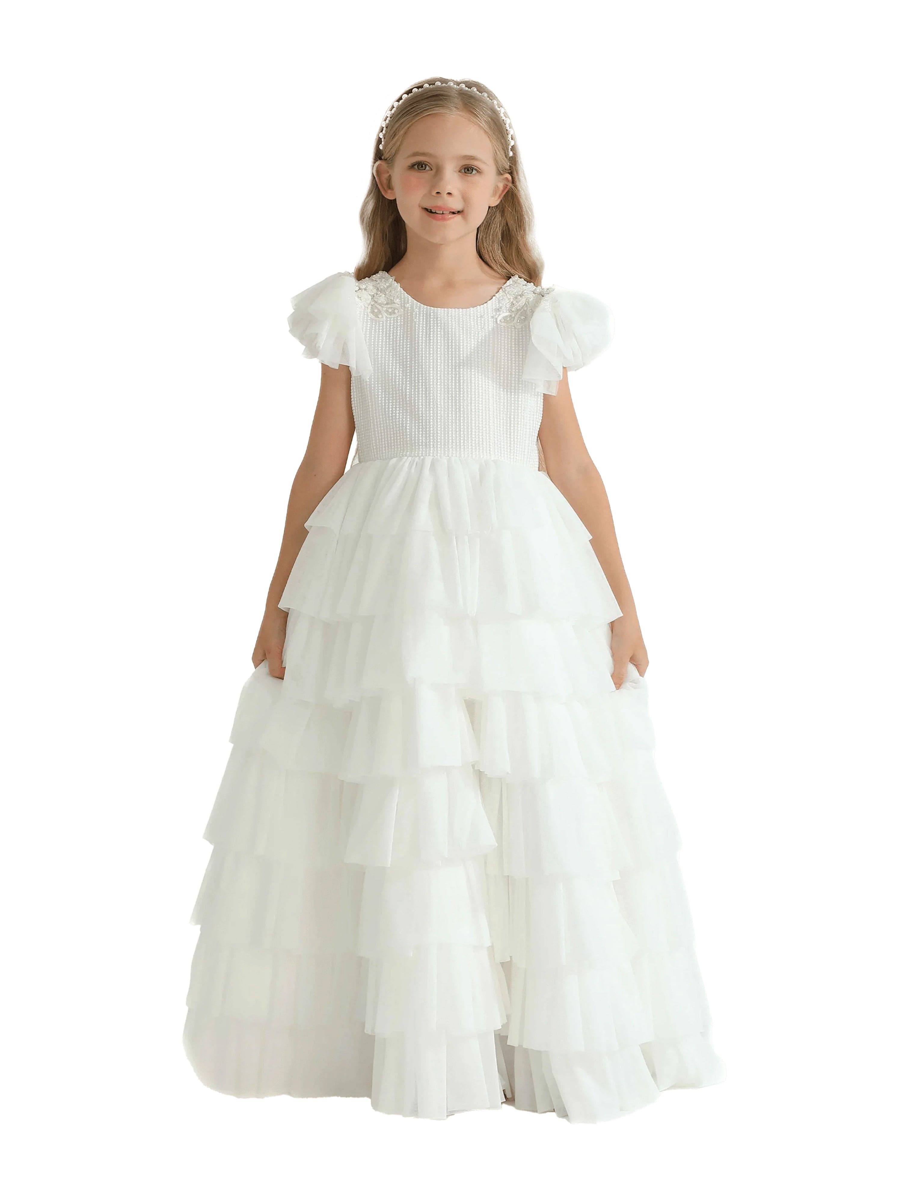 White Layered Tulle Abbyfield Dress - White / 13Y/14Y (13Y/14Y)