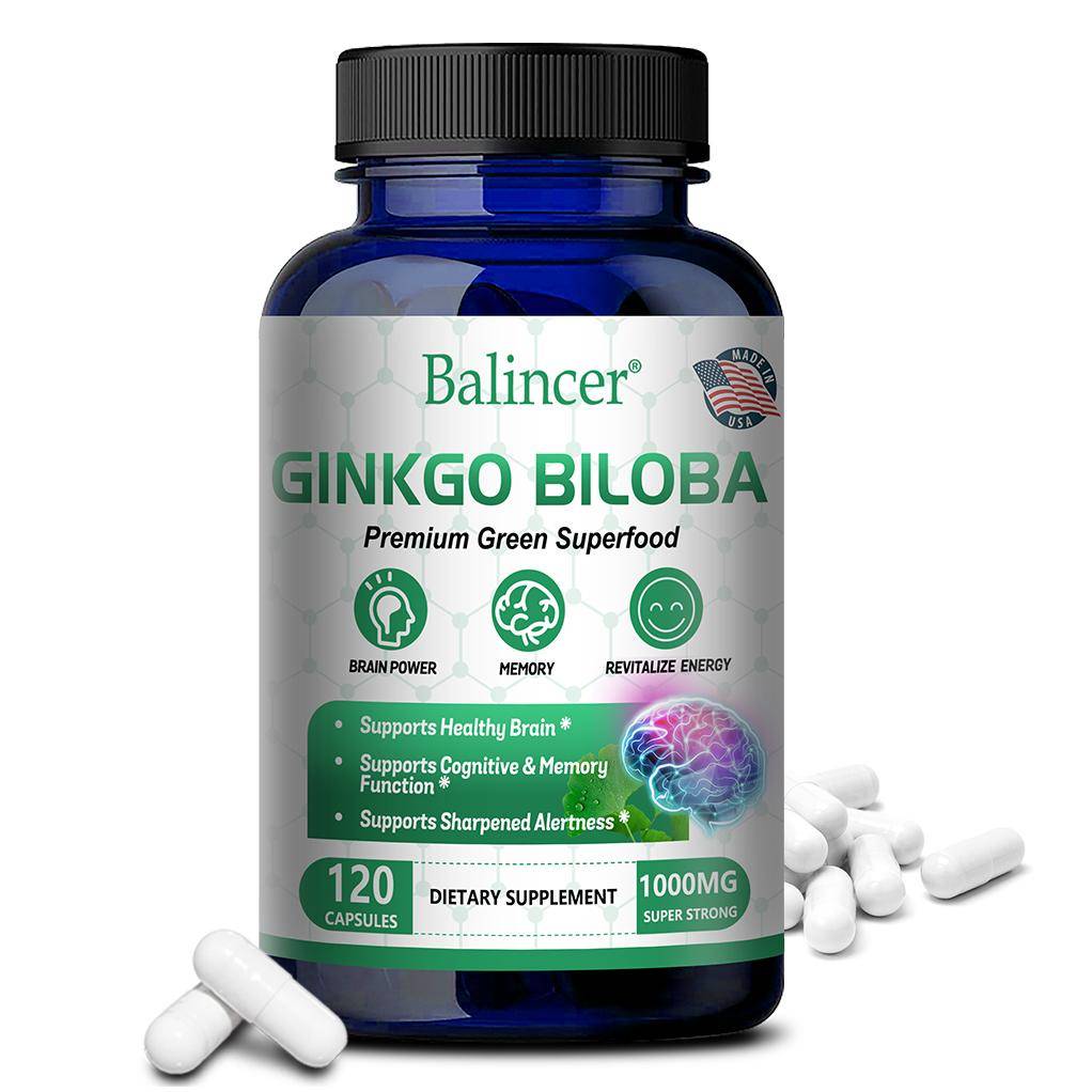 Ginkgo Biloba Extrakt Kosttillskott, Med Kolin, Gotu Kola Extrakt, 120 Kapslar Per Flaska
