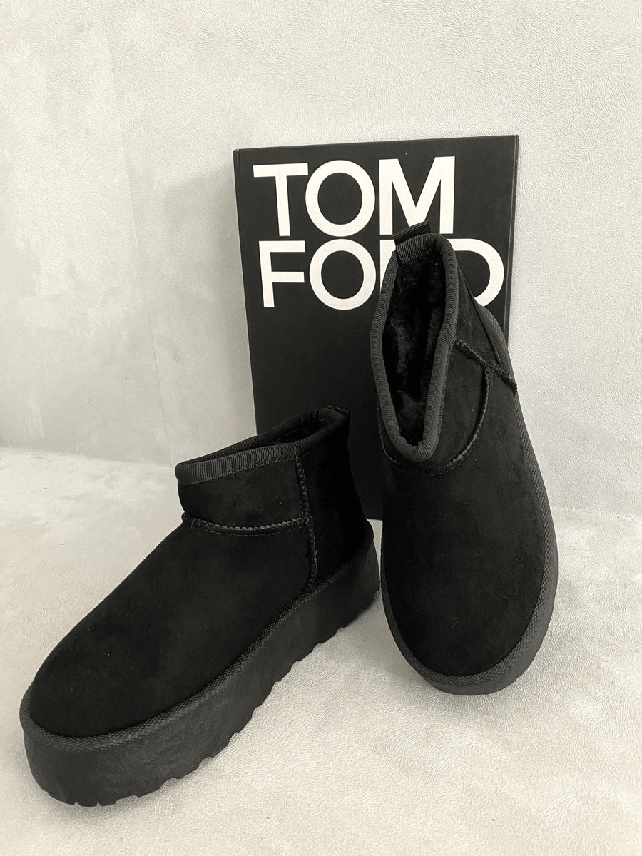 Aztec Detail Low Ankle Platform Kids Slipper Boots - Black / EU 30 / UK 11.5 (EU 30 / UK 11.5)