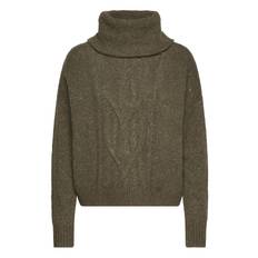 Lauren Ralph Lauren Cable-Knit Wool-Blend Turtleneck Sweater Khaki Green