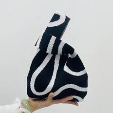 Knot Bag Dam Geometrisk Mönster Virka Väska Lämplig För Semester 1 Styck Mini Virka Väskor Handhållen Väska Geometrisk Mönster Stick Virka Andas Lättv - Svart - En-Storlek