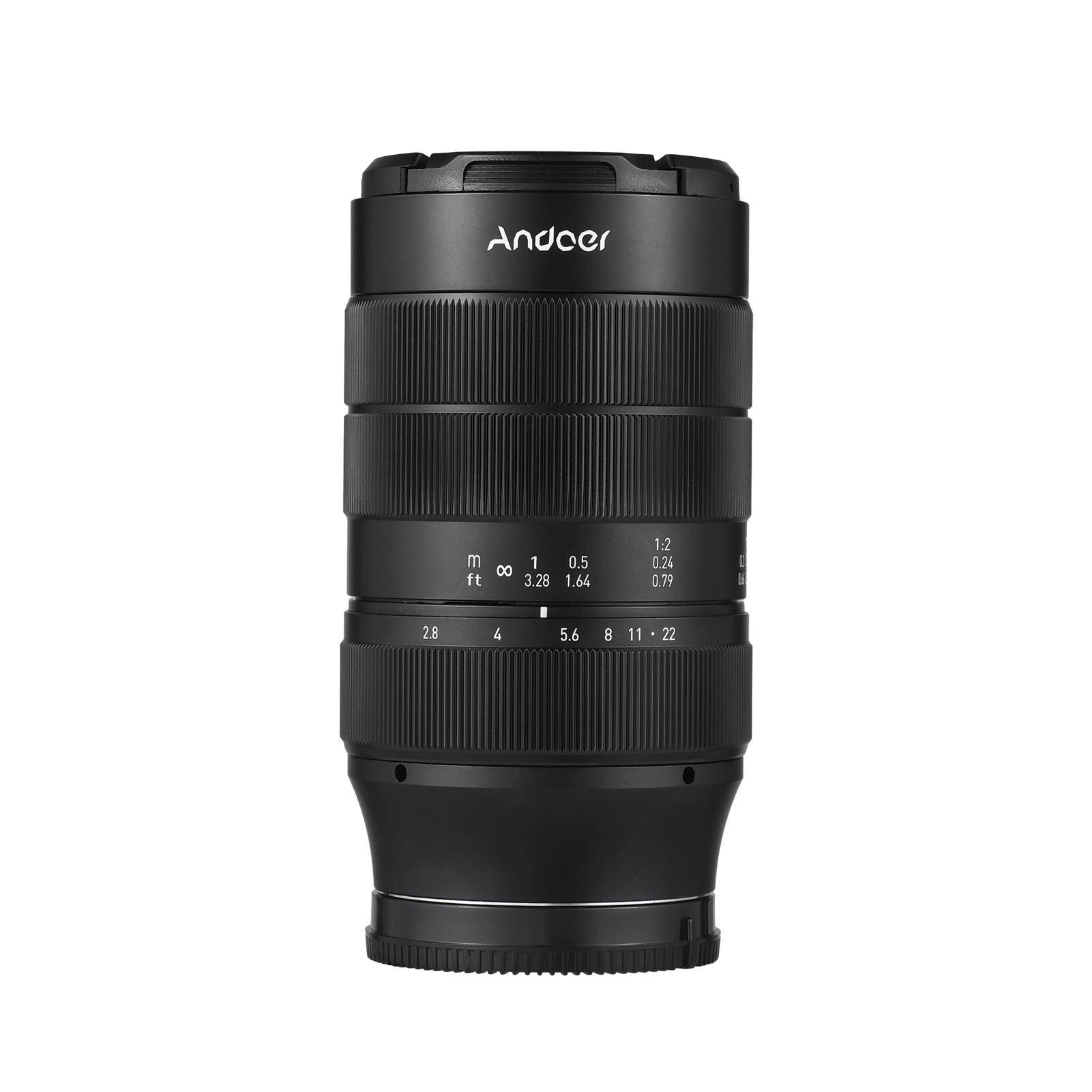 Andoer 60mm Fast Brännvidd Kameraobjektiv Fullformat Kamera Prime-objektiv F2.8 Stor Bländare Manuell Fokusering E Mount svart