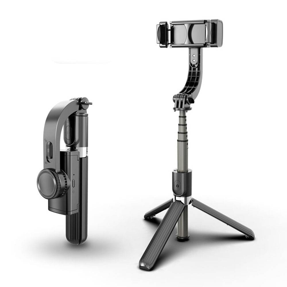 Mobiltelefon trådlös bluetooth selfie stick stativ anti-shake handhållen balans stabilisator - Stabilisator svart.