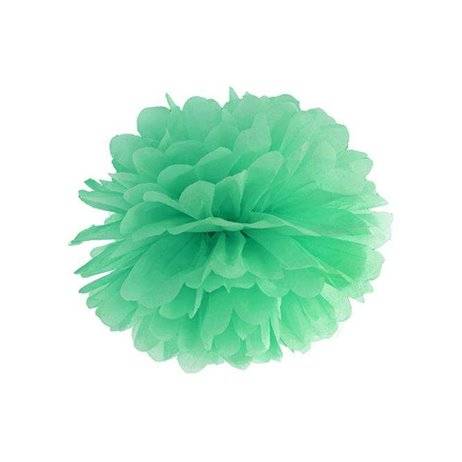 Pom Pom Dekoration i Mintgrøn Silkepapir 35 cm