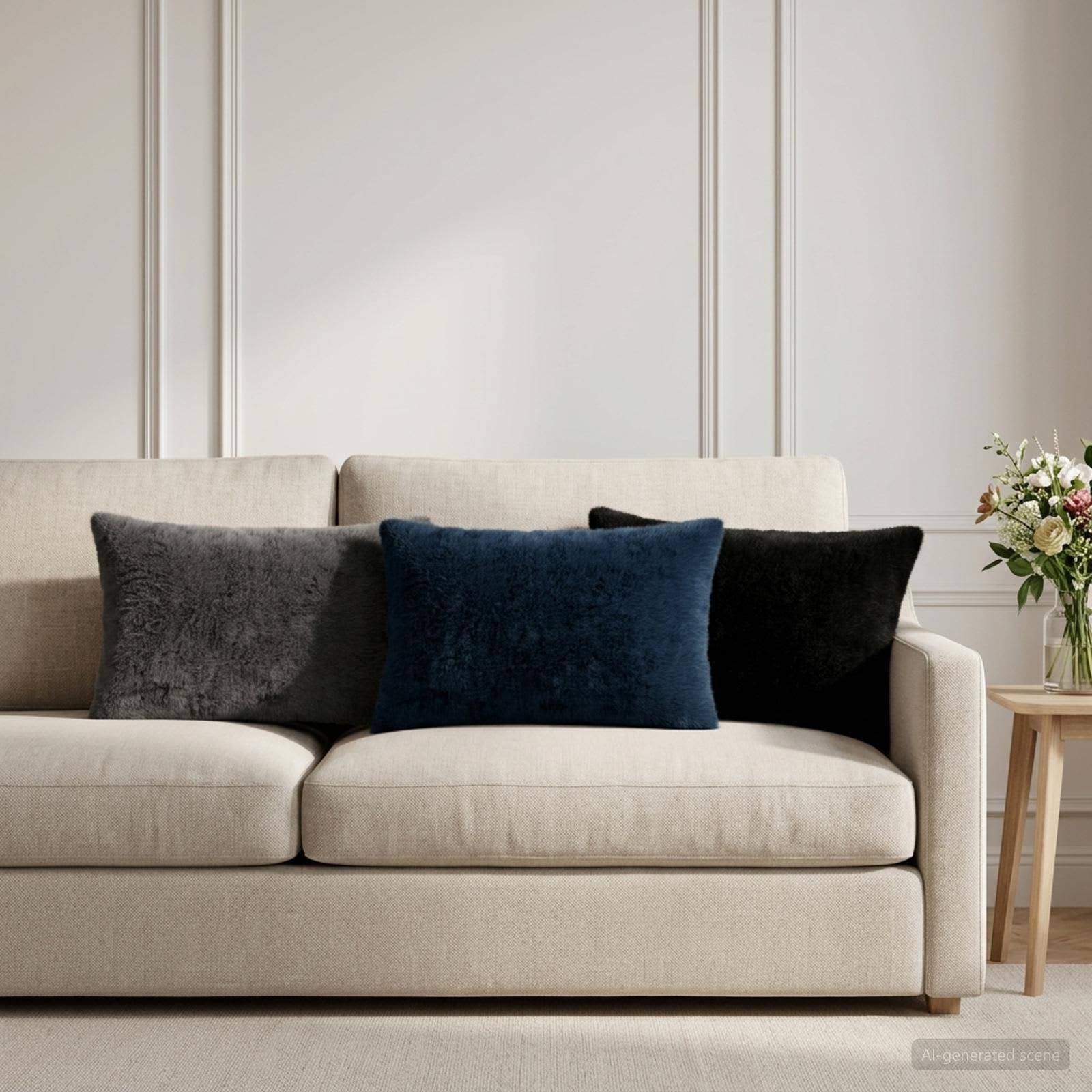 vidaXL Kuddöverdrag 2 st HEERLEN Svart 50 x 80 cm Faux Kaninpäls