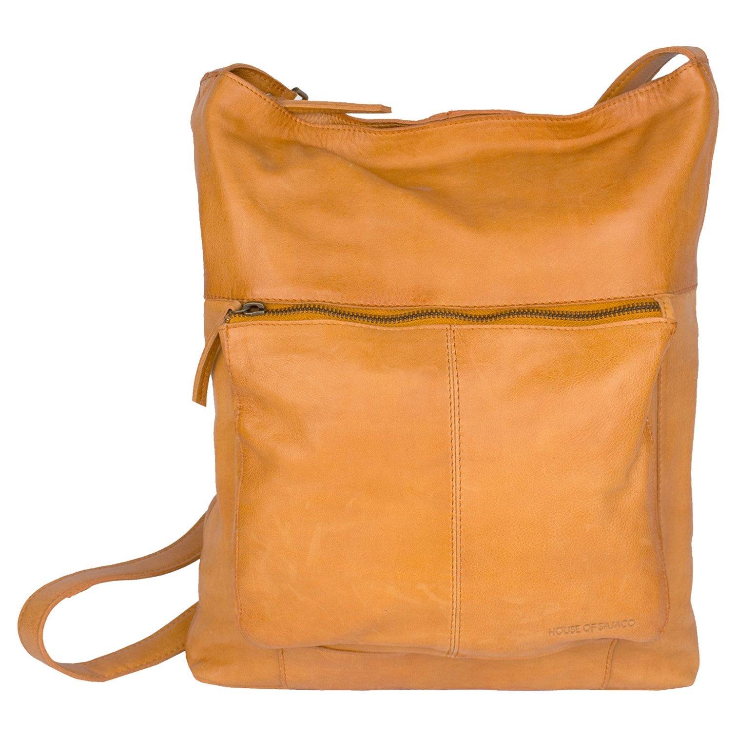 House Of Sajaco Stor Læder Skuldertaske Cognac