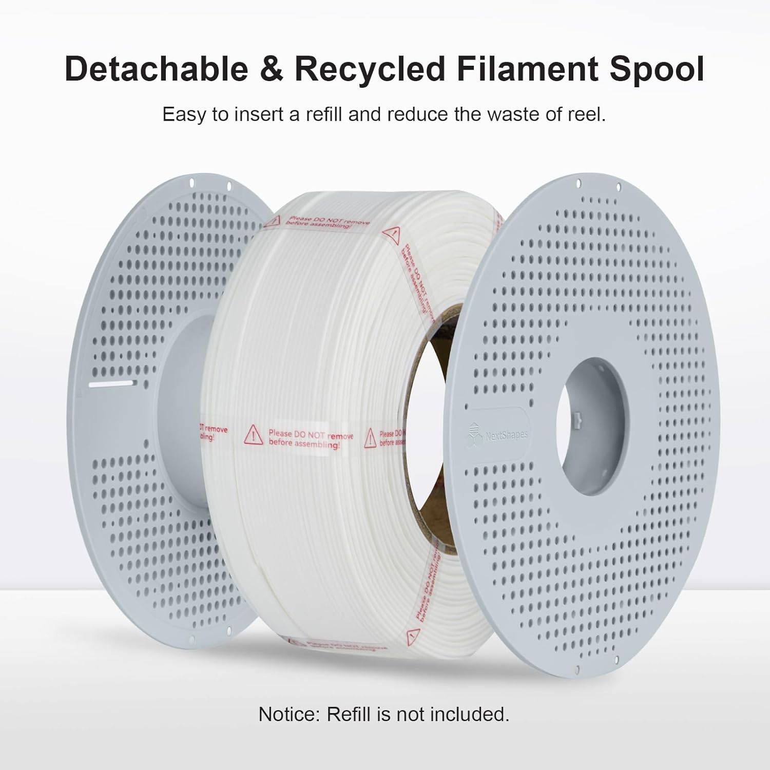 Reusable Filament Spool,Detachable&Easy to Use for All 3D Filament,Replacement Spool,196 x 67mm,Compatible with Bambu Lab 3D Pri