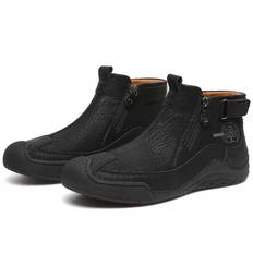 38-46 Pig Leather Boots Men Shoes Comfortable Ankle Boots for Men Casual Shoes Moccasins Men Casual Shoes 46 svart