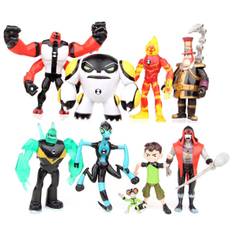 Haloppe 9 st Ben 10 Kineceleran Heatblast LED Actionfigurer Barnleksak Presentbordsdekoration