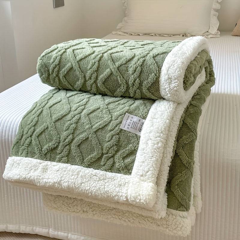 Stilfullt Vändbart Fleece Täcke för Ultimat Komfort och Värme - Matcha / 100*150cm