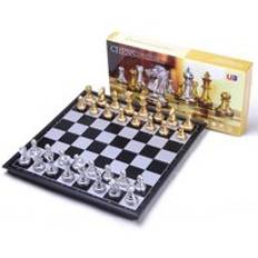 Magnetiska brädspel stora schackset för matchresor go spel set bärbart plastschack med schackbräda 32 schackpjäser - 32 x 32cm