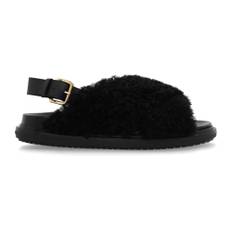 Marni, Sko, Dame, Sort, 38 1/2 EU, Uld, Pels Slippers