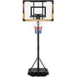 Yaheetech Höjdjusterbart basketställ, basketkorg med hjul, mobil basketanläggning kan fyllas med vatten eller sand, korgsystem för inomhus- eller utomhusbruk