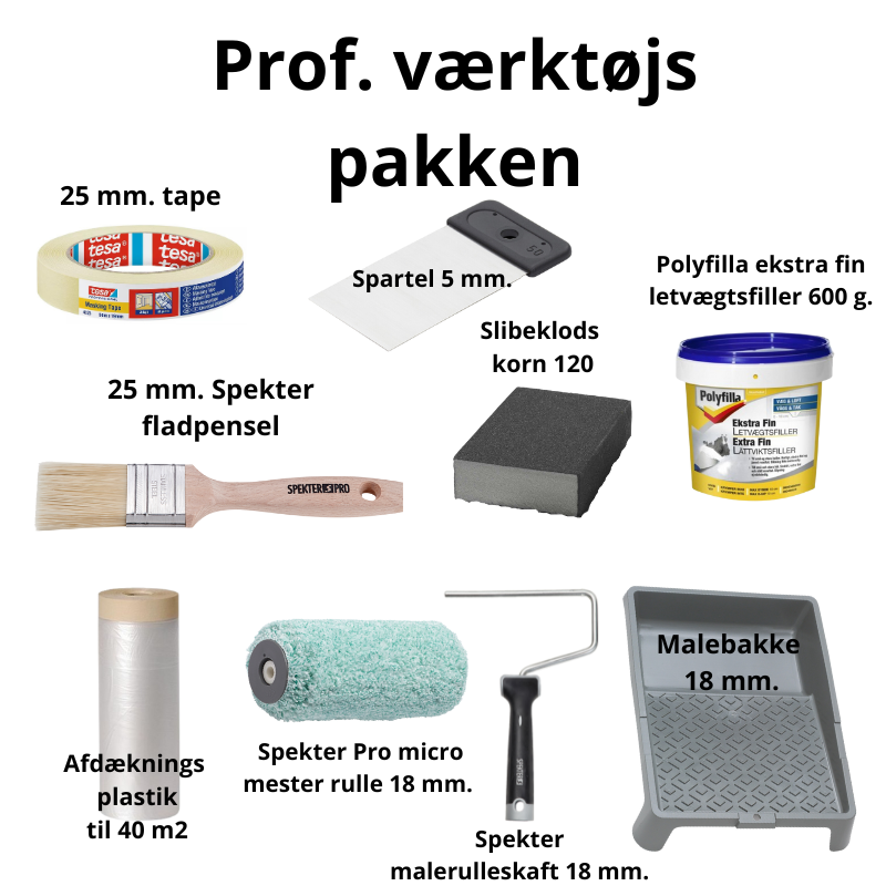 Prof. værktøjspakken til 2,7 ltr. vægmaling.