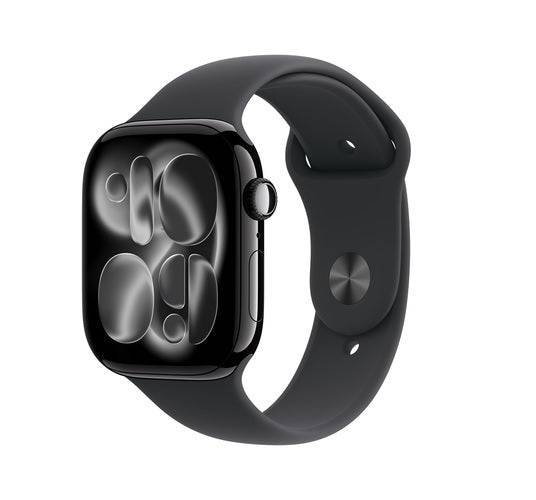 Apple Watch 11 Jet Black Cellular 46mm aluminium case (M/L) with Black Sport Band MFC44