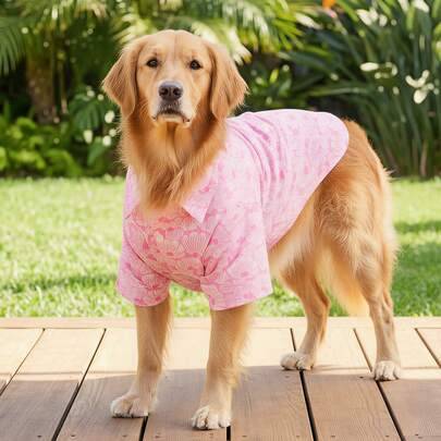 Hundfritidströjor för sommaren - Andningsbara lätta hundkläder, Sommartröjor för små medelstora hundar, Heltryckta hundkläder - Rosa blommönster - Multifärgad (Multi-size)