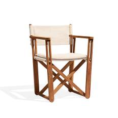 Skargaarden Kryss Lounge karmstol Sunbrella Heritage Papyrus beige, teak - Beige