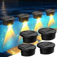 Recitem 4-pack solcellsbelysning solcellslampor för utomhusbruk, solcellslampor väggdekoration utomhus, poolbelysning, solträdgårdslampor för utomhusbruk, lampa utomhus, LED dammbelysning poolljus