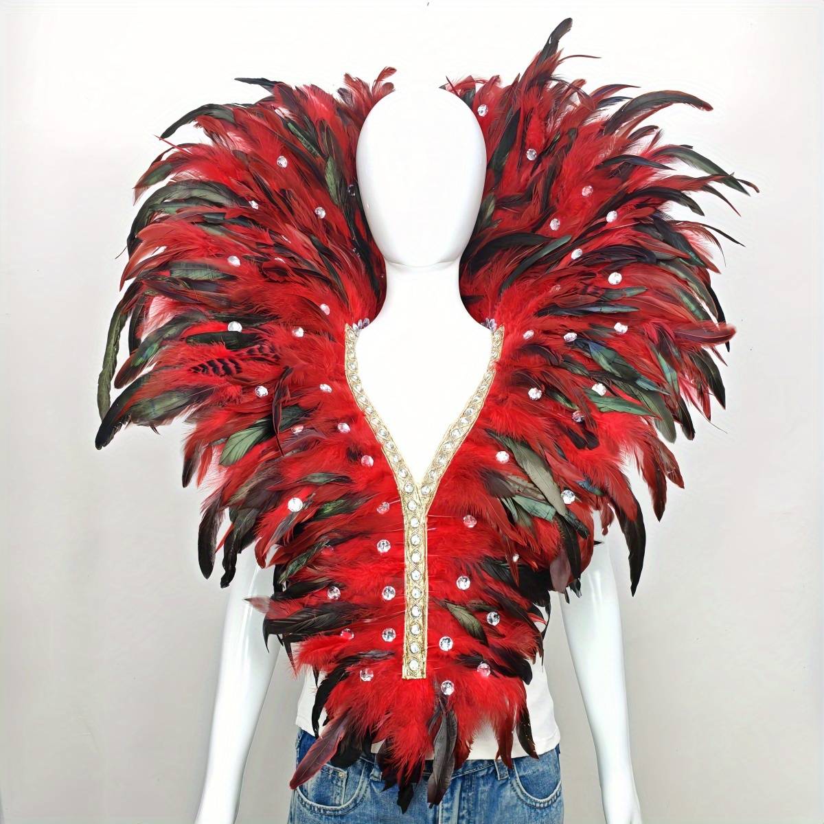 TEMU Carnival Hot Selling Unisex Graduation Prom Outfit Additions Artificial Feather Shawl Makeup Cosplay Performance Stage Role Props Carnival Holiday Costume Additions