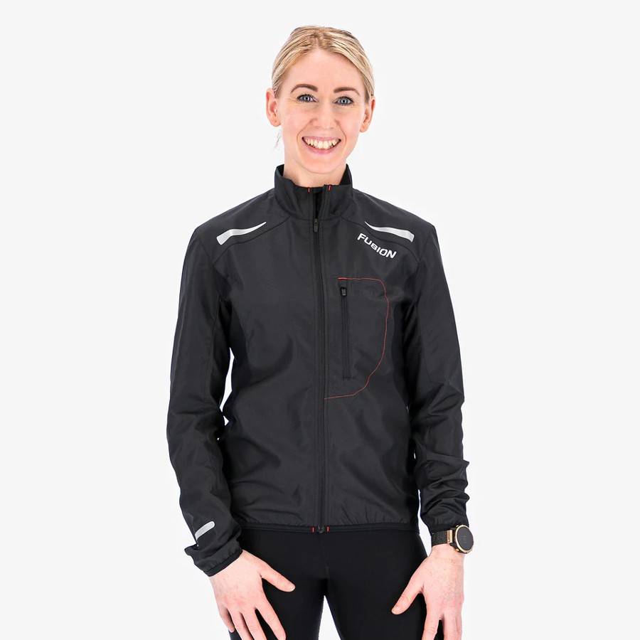FUSION Womens S1 Run Jacket - Black, L.