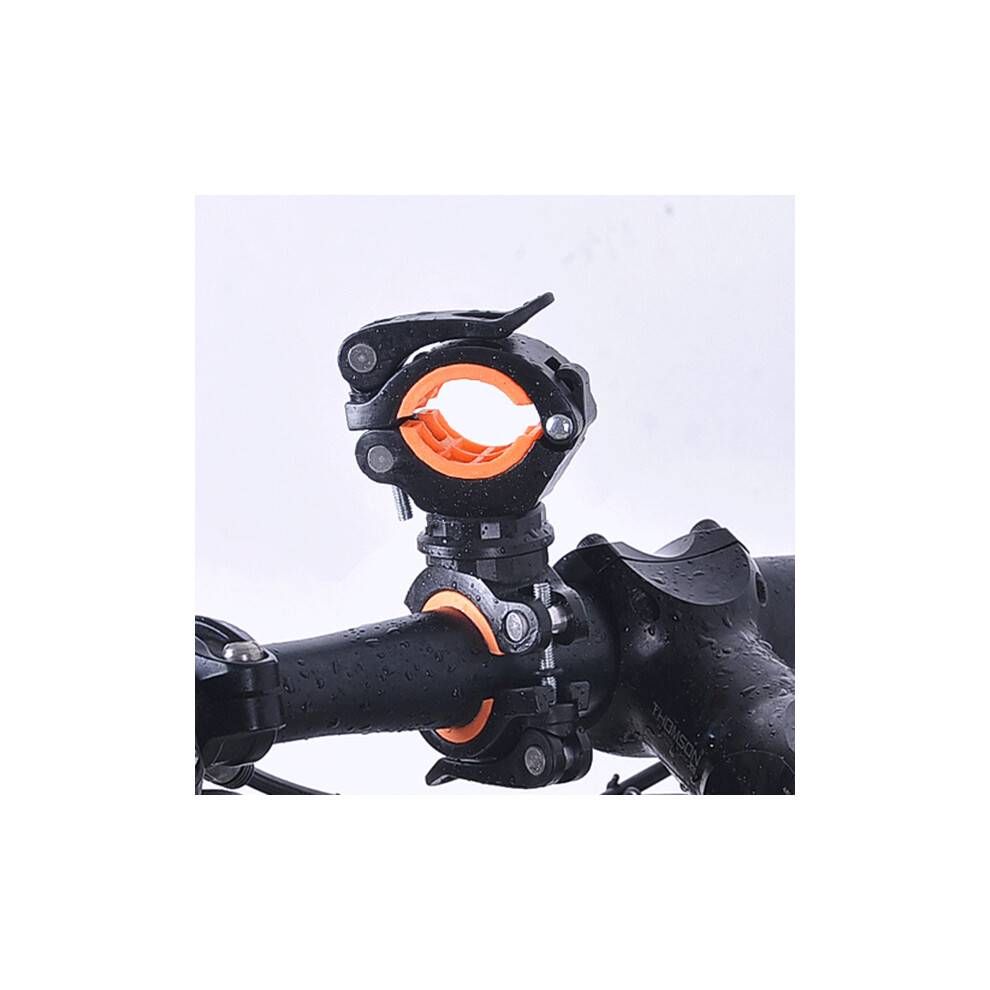 360 Degree Rotating Cycling Bike Light Double Holder LED Front Flashlight Lamp Pump Handlebar Mount Holder Bicycle Accessorie Black + Orange