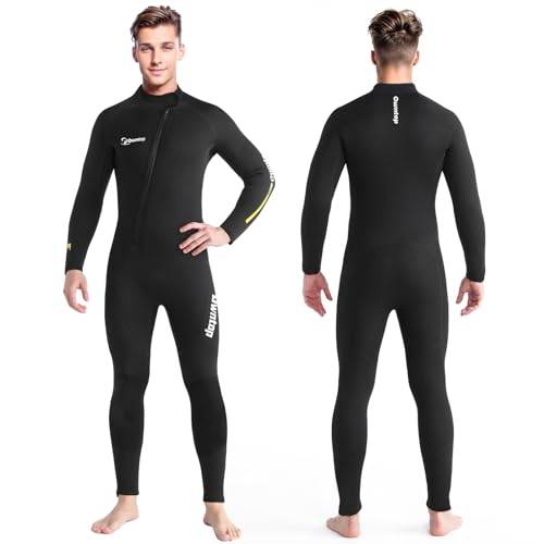 Owntop Våtdräkt 5 mm för män – dragkedja fram neopren dykdräkt, vuxna våta kostymer full längd, långärmad ultralätt flexibel för kallt öppet vatten dykning surfing, män svart XL