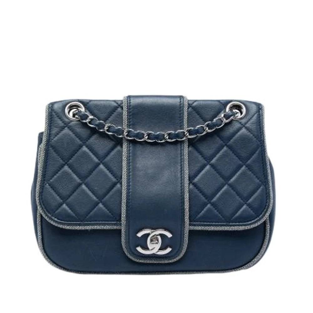Chanel Vintage Pre-owned Quilted Lambskin Crossbody Bag - Vintage - Dame - Blå - ONE SIZE - Uld