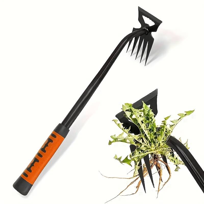 2 in 1 Garden Weeding Rake 5/6/11 Teeth Carbon Steel Manual Weeder Tool Loosening Soil Removing Grass Root Gardening Farm Tool