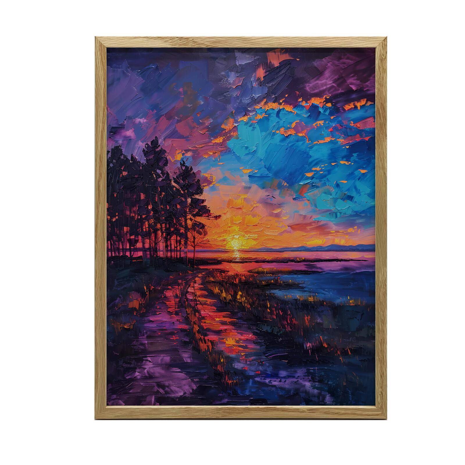 Solnedgång I Salig Frid Solnedgång I Salig Frid, 30X40 Cm, Guld Aluminiumram, Matt Papper 230 Gsm 36