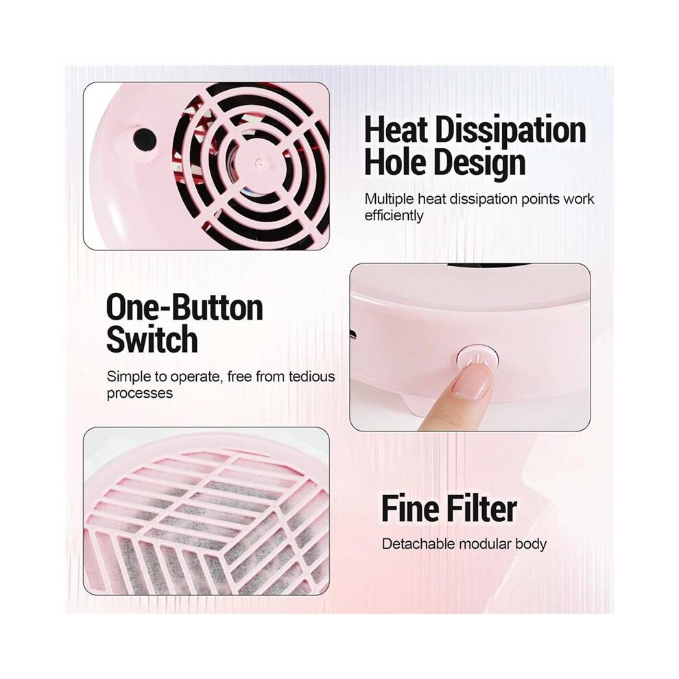 Nail Dust Collector, Portable Nail Vacuum Fan Dust Collector with 10 Pcs Filter, Electric Dust Extractor Nails