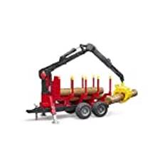 bruder 02252 - Rückeanhänger mit Ladekran, 4 Baumstämmen & Holzgreifer - 1:16 Fahrzeuge, Anhänger, Forstwirtschaft, Waldarbeit, Bäume, Holzwagen, Kran, Lader, Förster