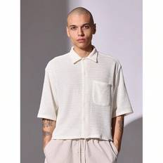 Premium virkad texturerad kortärmad pikétröja Casual Sommar Lättviktsstickad stickad golf Tennis Sports Beach Resort Wear kragad topp - Aprikos - L,M,S,XL,XS,XXL,XXS,XXXL,XXXXL